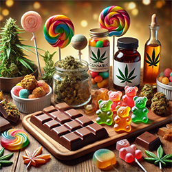 Cannabis infused chocolates, gummies, lollipops, and syrups